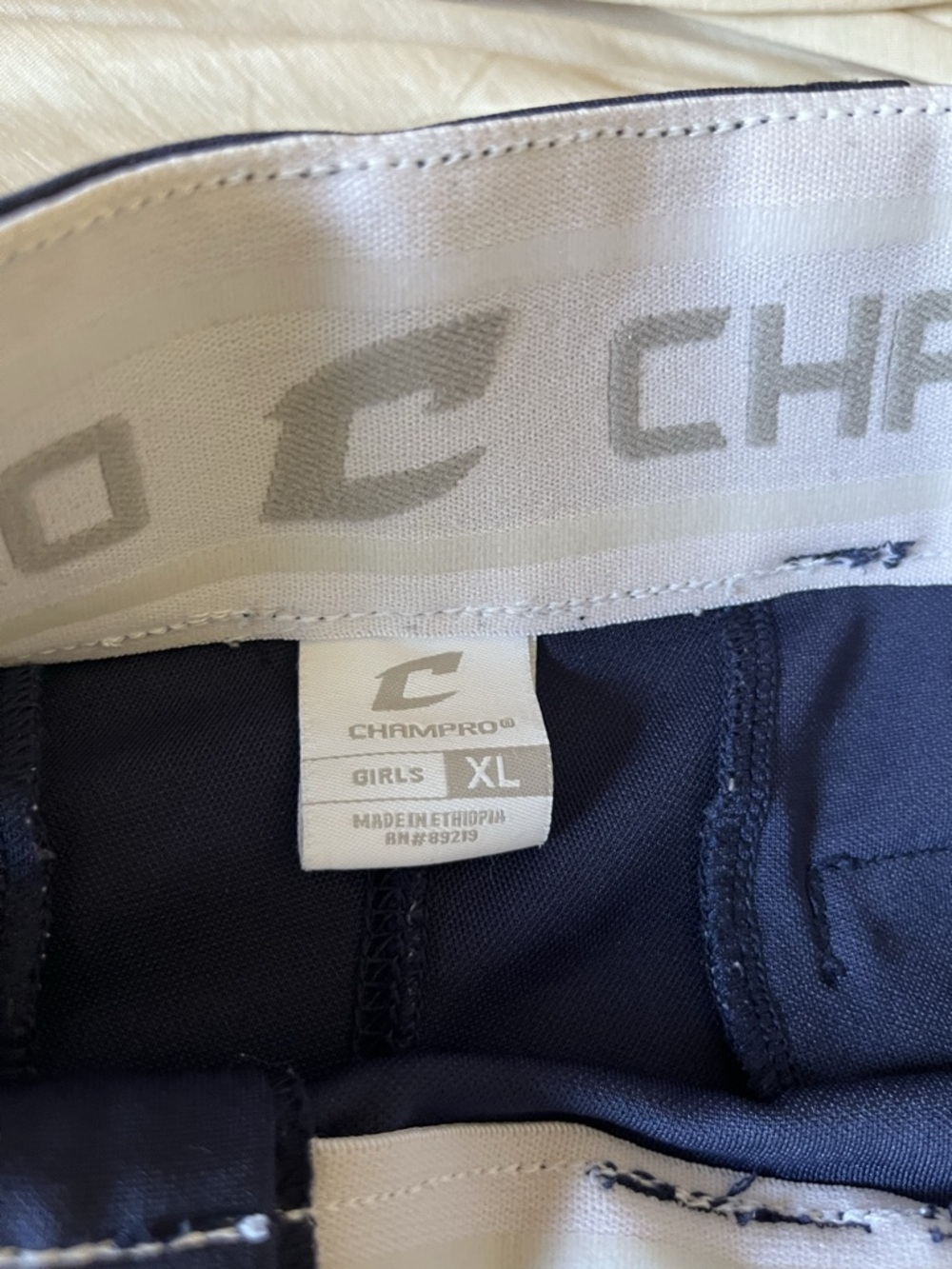Champro Girls Athletic Baseball Pants - Navy with White Trim